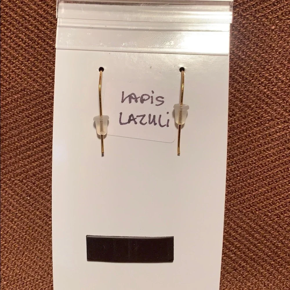 NWT 24KGold Vermeil Handmade Lapis Lazuli earrings - Picture 6 of 9